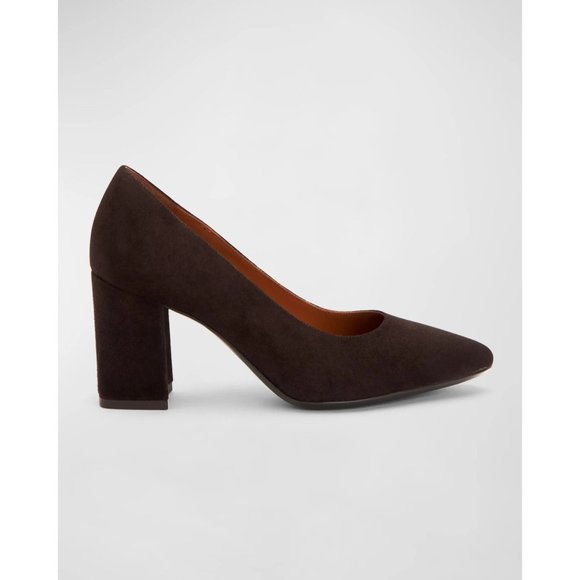 🆕AQUATALIA Peony Block Heel Pump Shoes Brown Suede 6.5 - Picture 1 of 11